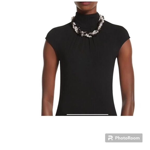 White House Black Market black and silver faux pearl strand necklace NWOT - Picture 4 of 4